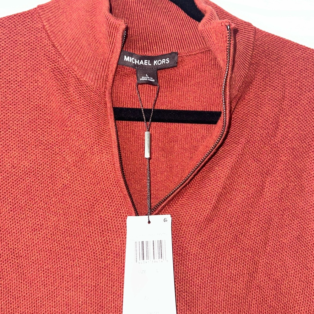 Michael Kors Men's Zip-Up Sweater in Rich Red